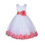 White Lace Top Tulle Floral Petals Flower Girl Dress Birthday Girl Junior Pageant Bridesmaid 165S(1)