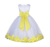 White Tulle Floral Lace Top Rose Petals Flower Girl Dress Wedding Pageant Special Occasions 165T(1)