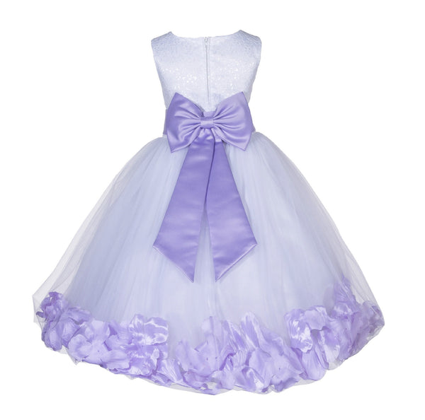 White Tulle Floral Lace Top Rose Petals Flower Girl Dress Wedding Pageant Special Occasions 165T(1)