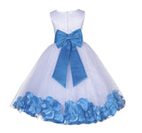 White Tulle Floral Lace Top Rose Petals Flower Girl Dress Wedding Pageant Special Occasions 165T(1)
