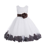 White Tulle Floral Petals Flower Girl Dress Special Occasions Junior Pageant Wedding Holiday 302S(2)