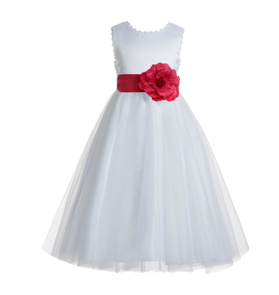 Ivory V-Back Lace Edge Flower Girl Dress Junior Pageant Special Occasion Formal Evening Gown 183T(2)