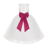 Ivory Floral Lace Flower Girl Dress Special Events Christening Pageant Gown Communion Recital LG7(3)