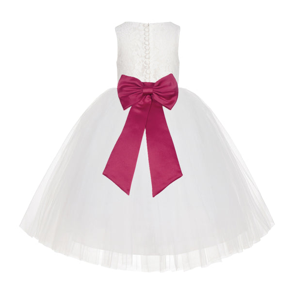 Ivory Floral Lace Flower Girl Dress Special Events Christening Pageant Gown Communion Recital LG7(3)