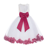 Ivory Floral Lace Heart Cutout Rose Petals Flower Girl Dress Junior Bridesmaid Special Event 185T(2)