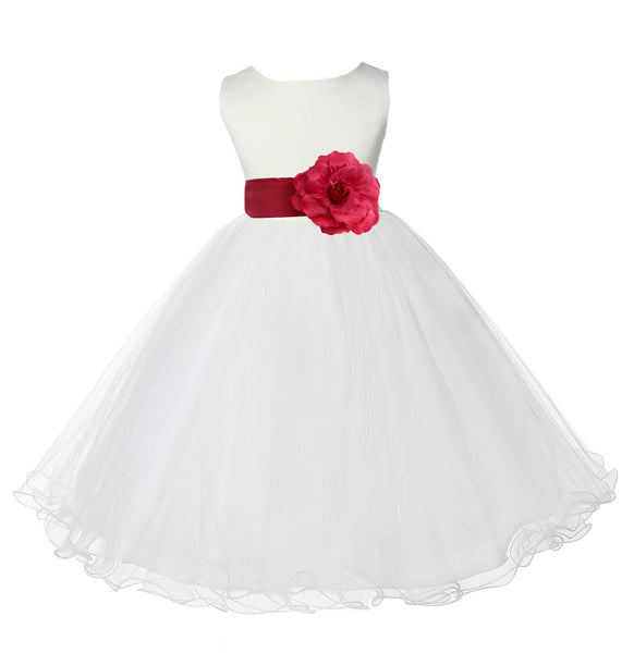 Ivory Formal Wedding Pageant Special Occasions Rattail Edge Tulle Flower Girl Dress 829S(3)