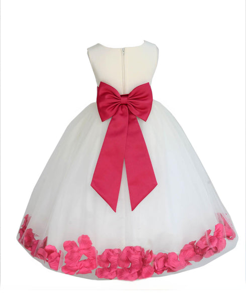 Ivory Elegant Wedding Pageant Special Events Petals Flower Girl Dress with Bow Tie Sash 302T(3)