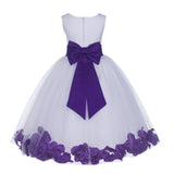 White Elegant Bridesmaid Pageant Special Occasions Rose Petals Flower Girl Dress 302T(4)