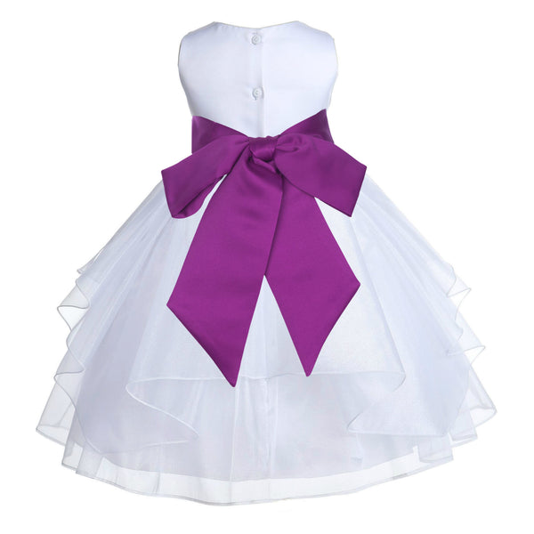 White Shimmering Organza Flower Girl Dress Wedding Junior Bridesmaid Pageant Special Events 4613S(4)