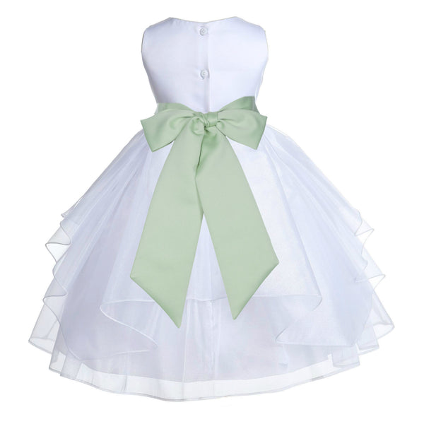 White Shimmering Organza Flower Girl Dress Wedding Junior Bridesmaid Pageant Special Events 4613S(4)