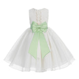 Ivory Lace Organza Flower Girl Dress Elegant Formal Junior Beauty Pageant Communion Baptism 186T(3)