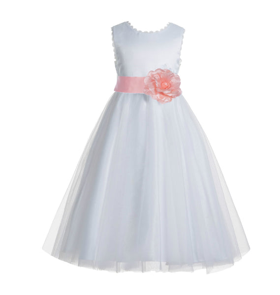 Ivory V-Back Lace Edge Flower Girl Dress Junior Pageant Special Occasion Formal Evening Gown 183T(1)