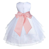 White Shimmering Organza Flower Girl Dress Wedding Junior Bridesmaid Pageant Special Events 4613S(4)