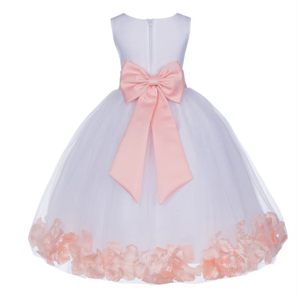 White Elegant Bridesmaid Pageant Special Occasions Rose Petals Flower Girl Dress 302T(4)