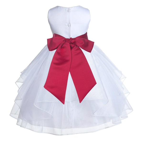 White Shimmering Organza Flower Girl Dress Wedding Junior Bridesmaid Pageant Special Events 4613S(4)