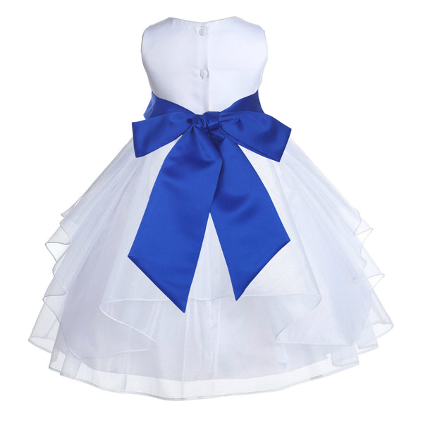White Shimmering Organza Flower Girl Dress Wedding Junior Bridesmaid Pageant Special Events 4613S(4)