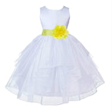 White Shimmering Organza Flower Girl Dress Wedding Junior Bridesmaid Pageant Special Events 4613S(4)