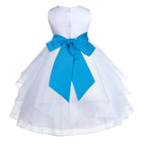 White Shimmering Organza Flower Girl Dress Wedding Junior Bridesmaid Pageant Special Events 4613S(4)