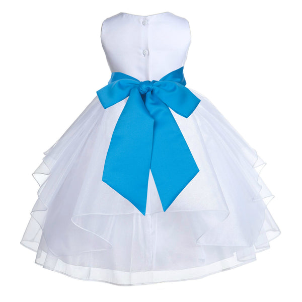 White Shimmering Organza Flower Girl Dress Wedding Junior Bridesmaid Pageant Special Events 4613S(4)