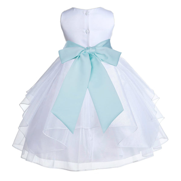 White Shimmering Organza Flower Girl Dress Wedding Junior Bridesmaid Pageant Special Events 4613S(4)