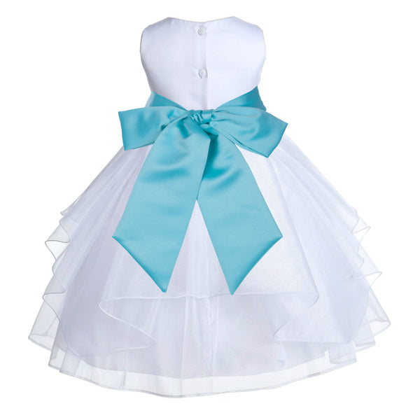 White Shimmering Organza Flower Girl Dress Wedding Junior Bridesmaid Pageant Special Events 4613S(4)