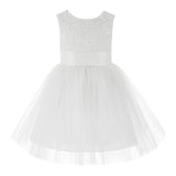 Backless V-Back Lace Flower Girl Dress Mini Bridal Gown Toddler Special Occasion Formal Dresses 206T