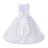 White Floral Lace Heart Cutout Rose Petals Flower Girl Dress Junior Bridesmaid Special Event 185T(1)