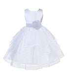 White Shimmering Organza Flower Girl Dress Wedding Junior Bridesmaid Pageant Special Events 4613S(1)