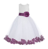 White Floral Lace Heart Cutout Rose Petals Flower Girl Dress Junior Bridesmaid Special Event 185T(2)