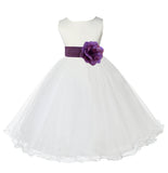 Ivory Formal Wedding Pageant Special Occasions Rattail Edge Tulle Flower Girl Dress 829T(2)