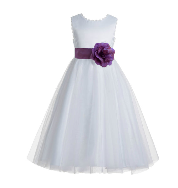 Ivory V-Back Lace Edge Flower Girl Dress Junior Pageant Special Occasion Formal Evening Gown 183T(3)