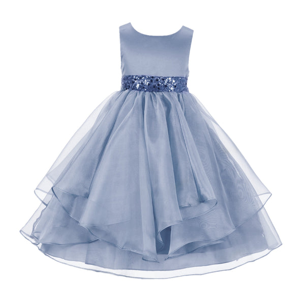 Sequin Ruffles Organza Flower Girl Dress Toddler Wedding Pageant Party Recital Special Event 012S(1)