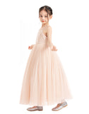 Spaghetti Straps Sequin Lace Up Formal Flower Girl Dress Christening Gown Ceremonial Dresses 122a