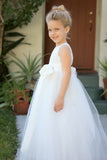 Floral Lace Heart Cutout Flower Girl Dress Junior Pageant Communion Baptism Wedding Tulle Dress 172