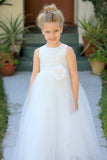 Floral Lace Heart Cutout Flower Girl Dress Junior Pageant Communion Baptism Wedding Tulle Dress 172F