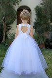 Floral Lace Heart Cutout Flower Girl Dress Junior Pageant Communion Baptism Wedding Tulle Dress 172F