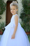 Floral Lace Heart Cutout Flower Girl Dress Junior Pageant Communion Baptism Wedding Tulle Dress 172