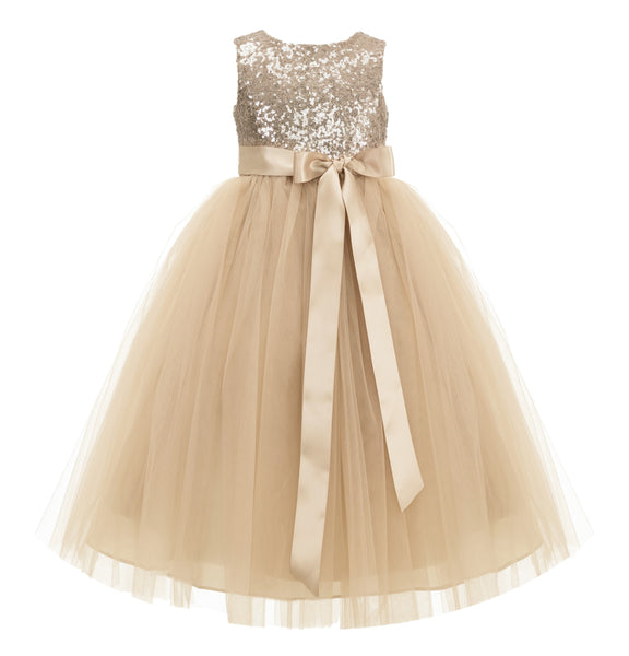 Sequins Heart Cutout Tulle Flower Girl Dress Junior Beauty Pageant Holiday Special Occasions 172seq(2)