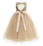 Sequins Heart Cutout Tulle Flower Girl Dress Junior Beauty Pageant Holiday Special Occasions 172seq(2)