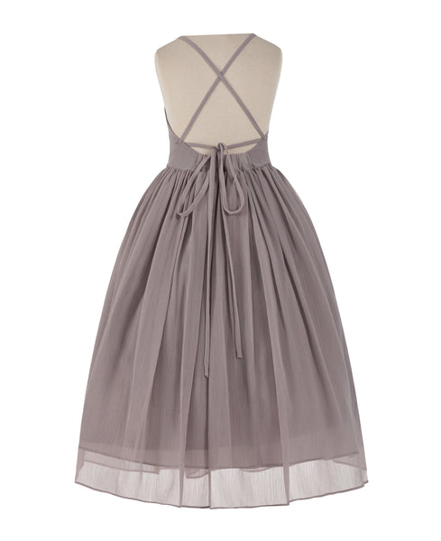 Criss-Cross Chiffon Flower Girl Dress Special Occasion Dresses Pageant Gown Junior Princess 191(2)
