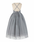 Criss-Cross Chiffon Flower Girl Dress Special Occasion Dresses Pageant Gown Junior Princess 191(2)