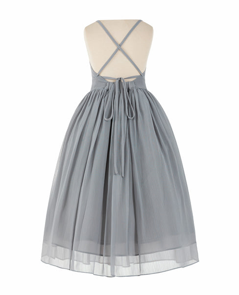 Criss-Cross Chiffon Flower Girl Dress Special Occasion Dresses Pageant Gown Junior Princess 191(2)