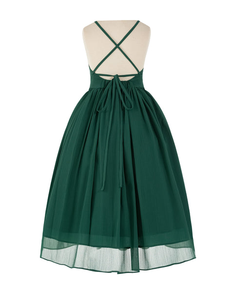 Criss-Cross Chiffon Flower Girl Dress Special Occasion Dresses Pageant Gown Junior Princess 191(2)