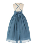Criss-Cross Chiffon Flower Girl Dress Special Occasion Dresses Pageant Gown Junior Princess 191(2)