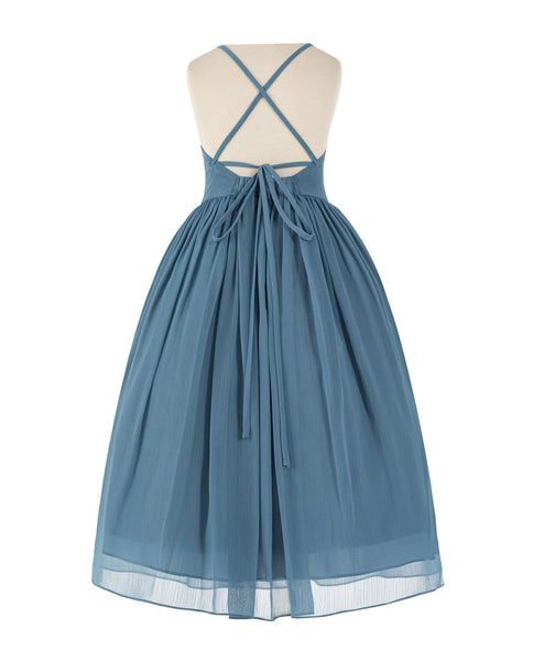 Criss-Cross Chiffon Flower Girl Dress Special Occasion Dresses Pageant Gown Junior Princess 191(2)