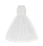 Sequin Halter Flower Girl Dress Special Events Dance Recital Ballroom Gown Pretty Princess 202