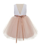 Backless V-Back Lace Flower Girl Dress Dance Recital Ceremonial Gown Formal Birthday Party 206R1