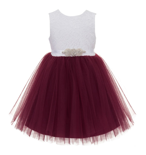 Backless V-Back Lace Flower Girl Dress Dance Recital Ceremonial Gown Formal Birthday Party 206R1