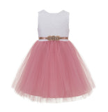 Backless V-Back Lace Flower Girl Dress Dance Recital Ceremonial Gown Formal Birthday Party 206R1