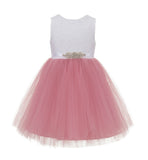 Backless V-Back Lace Flower Girl Dress Dance Recital Ceremonial Gown Formal Birthday Party 206R1